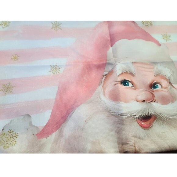 Santa Christmas Pillow Cover Holiday Decor Soft Pink Xmas Accent Throw Case 20" - Picture 4 of 10
